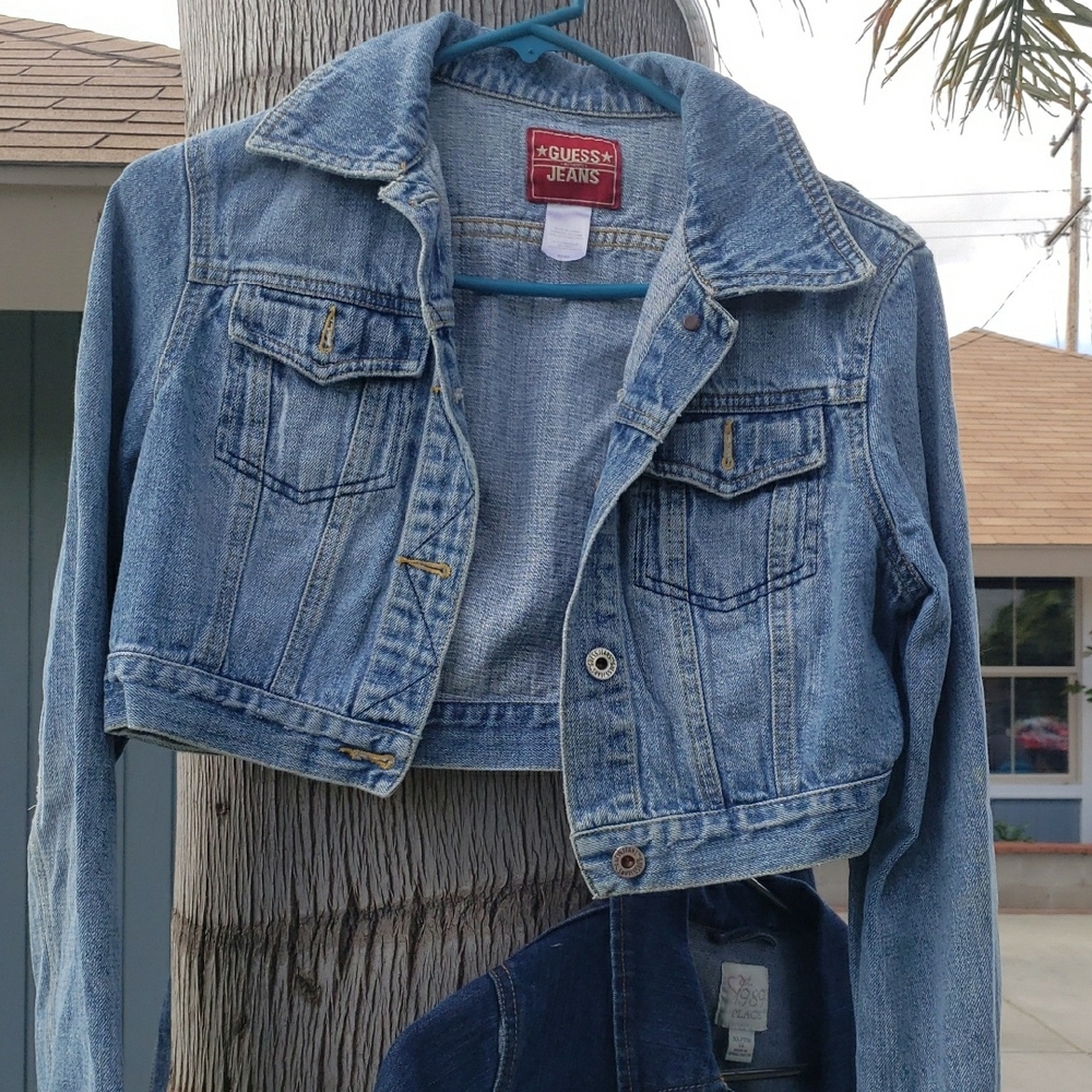 Guess Light Blue Denim Cropped Jean Jacket